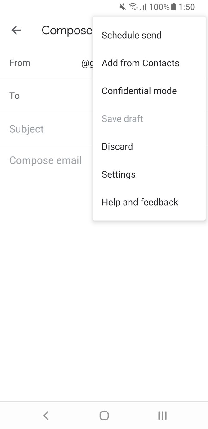 Планирование отправки в мобильном приложении Gmail
