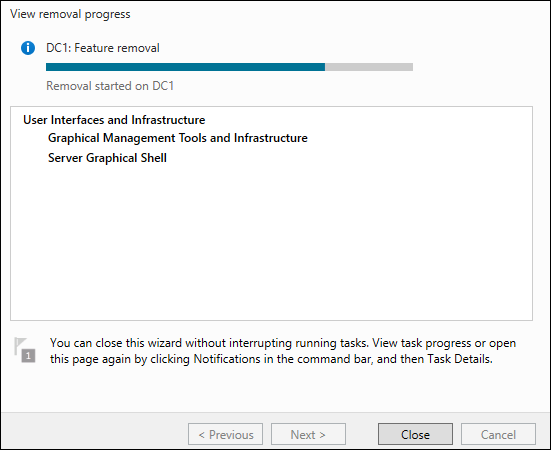 Процесс удаления GUI