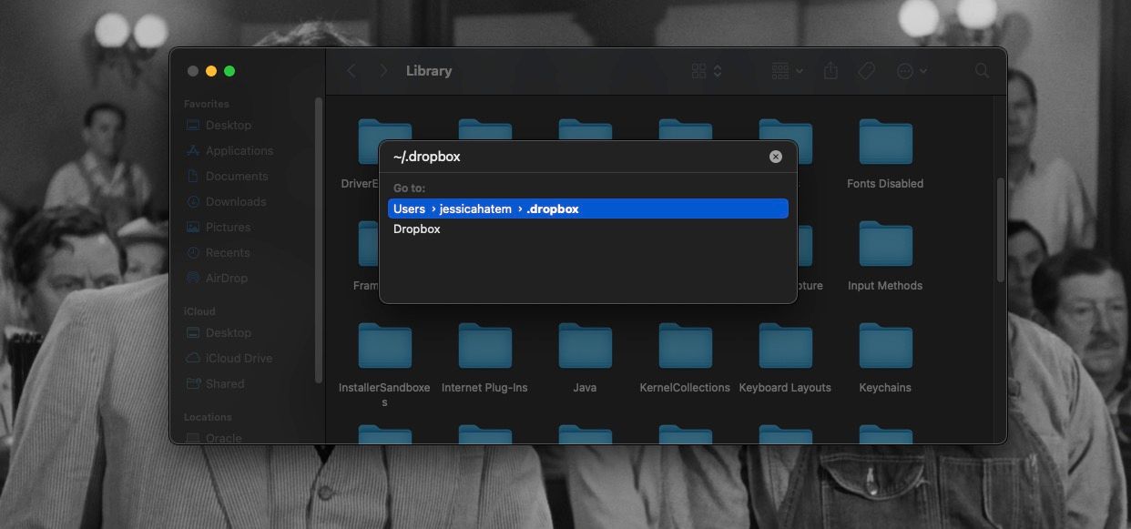 Файлы Dropbox найдены в пользовательской папке и перемещаются в Корзину