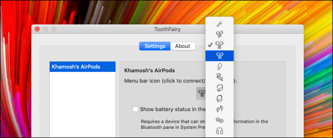 Выберите иконку в ToothFairy для AirPods
