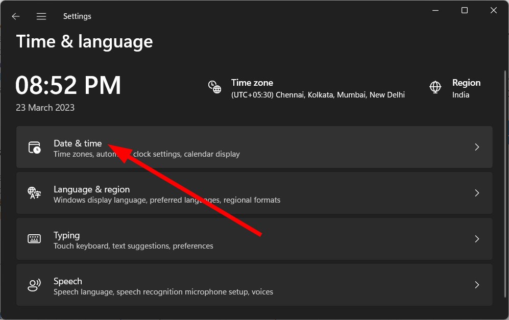 Параметры даты и времени