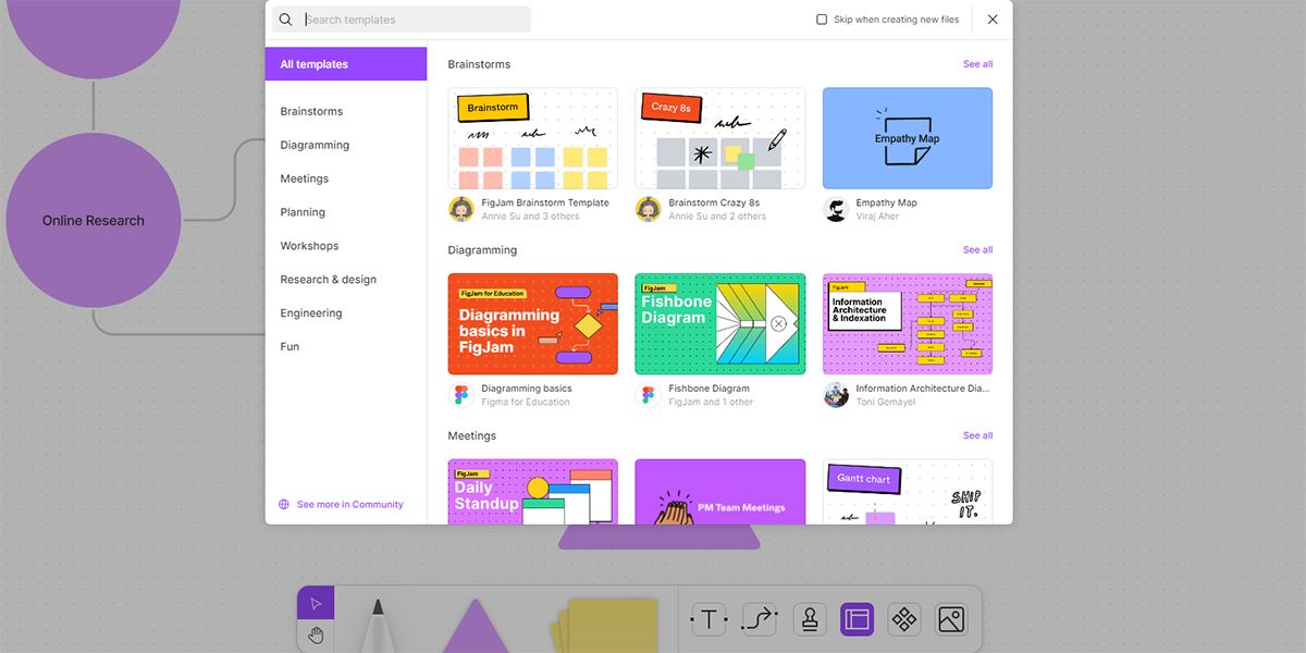 Меню шаблонов FigJam