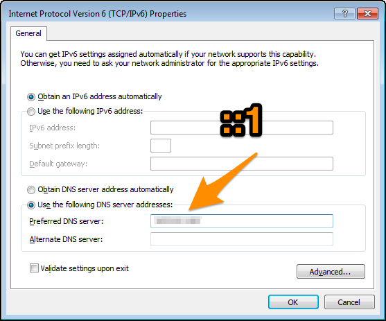 Настройки IPv6: указание ::1 в качестве DNS