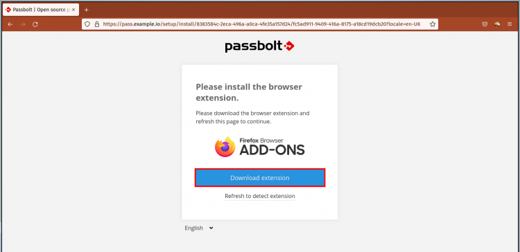 Страница установки расширения Passbolt в браузере