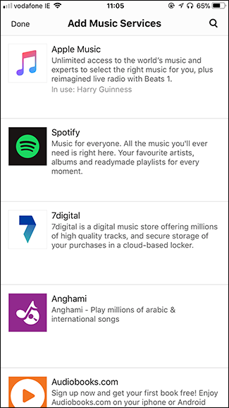 Кнопка Добавить в Sonos и Подключиться к Spotify в интерфейсе