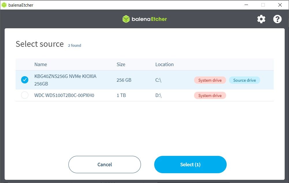 Clone a disk image in Etcher