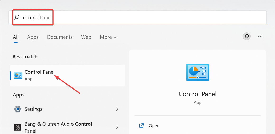 Окно Панели управления Windows