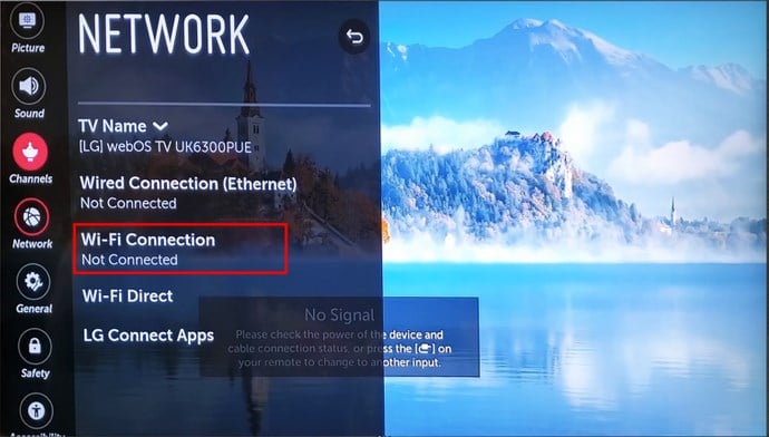 Список Wi‑Fi сетей на телевизоре LG