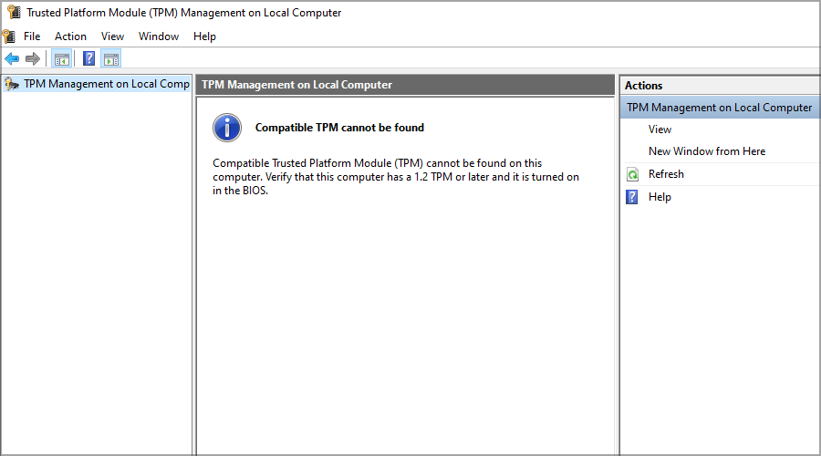 Статус TPM в tpm.msc