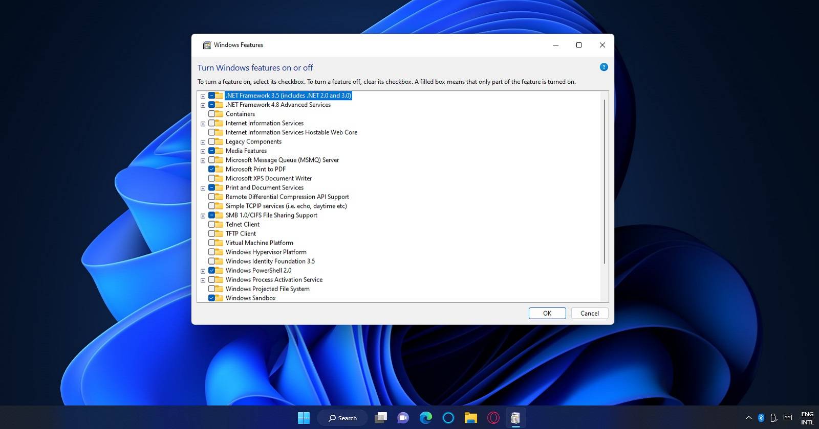 Пустое окно компонентов Windows: исправление