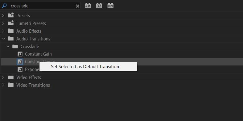 смена эффекта перехода по умолчанию
