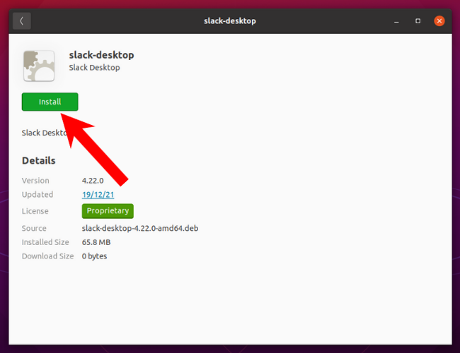 установка slack через Ubuntu Software