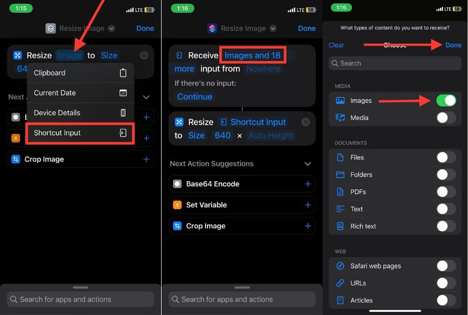 Paramètres de l’action Redimensionner l’image