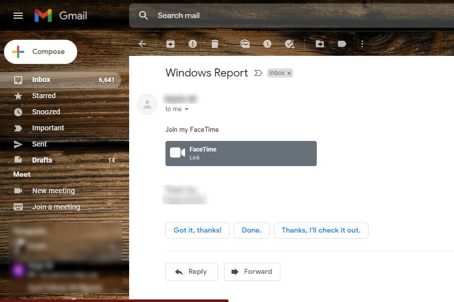 Клик по ссылке FaceTime в Windows 11