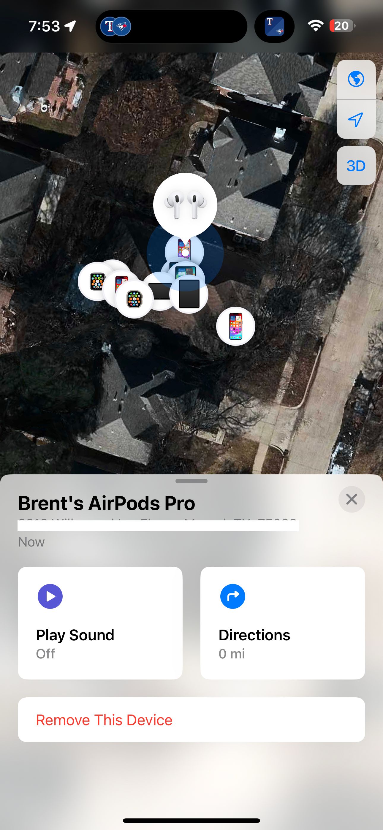 Главная страница AirPods Pro в Локаторе