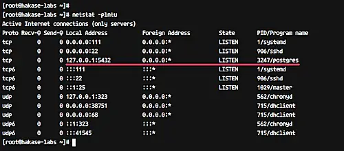 PostgreSQL écoutant sur 127.0.0.1:5432