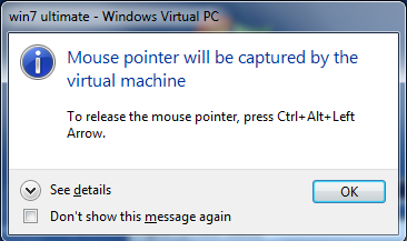 Подсказка о захвате мыши в Virtual PC