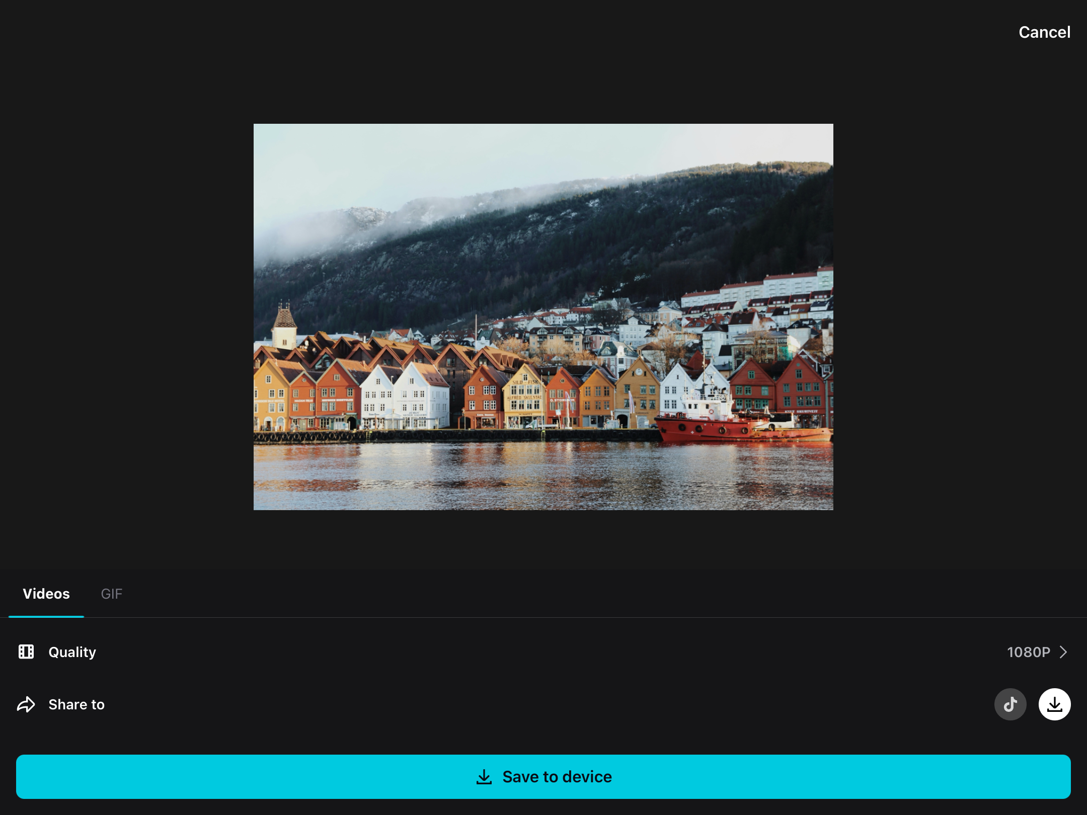 Кнопка сохранить проект CapCut на устройстве