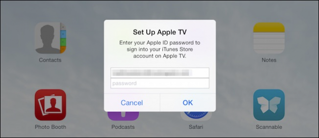 Ввод данных Apple ID на iPhone для передачи на Apple TV