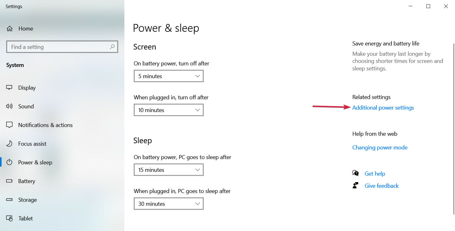 Дополнительные параметры питания