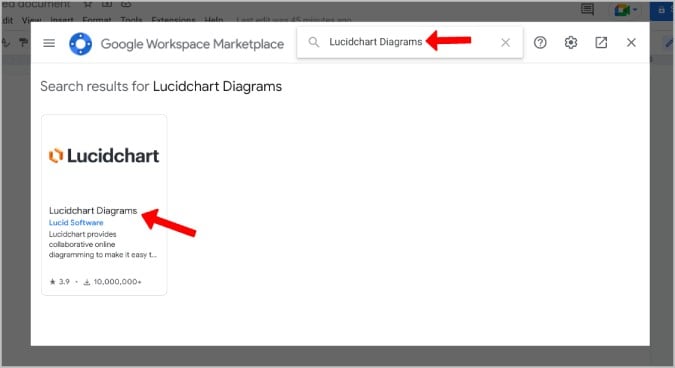 Дополнение Lucidchart в Google Docs