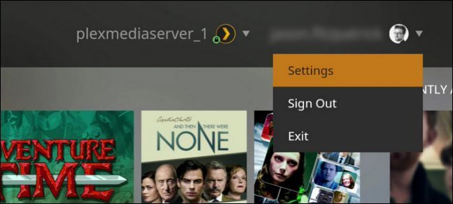 Меню настроек Plex на Fire TV