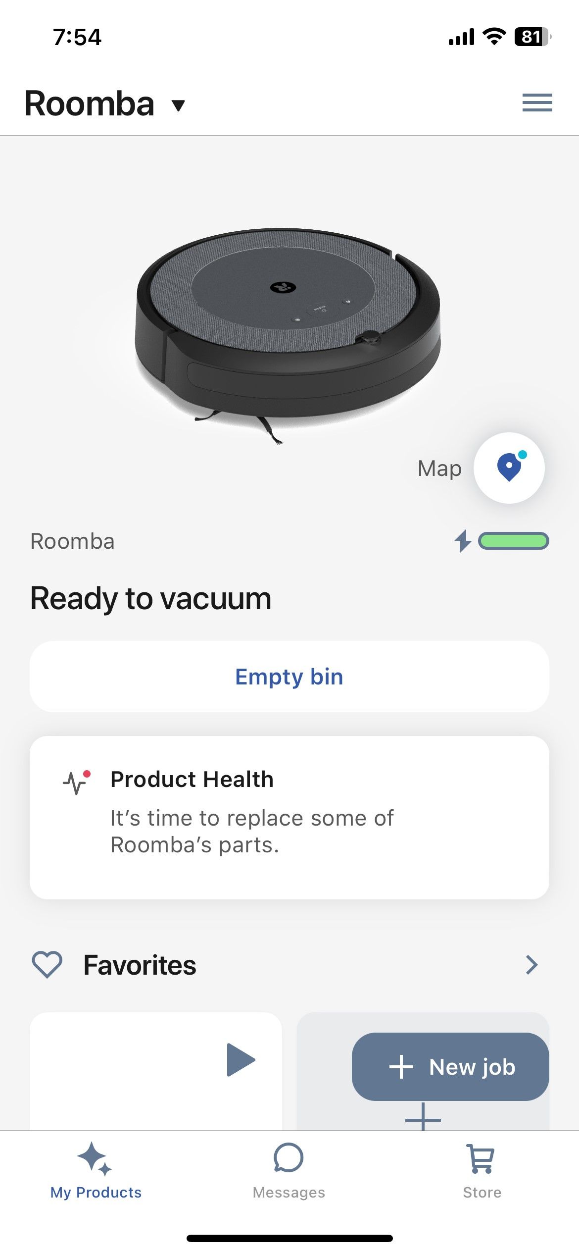 Главный экран приложения iRobot Roomba