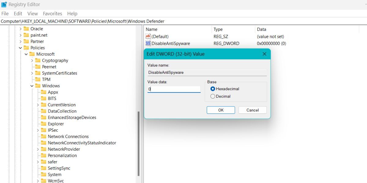 Create a new key in Registry Editor