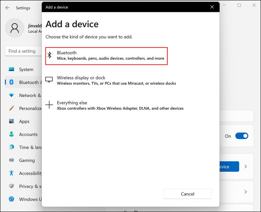 Окно добавления устройства
