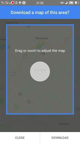 Выбор области для загрузки карты