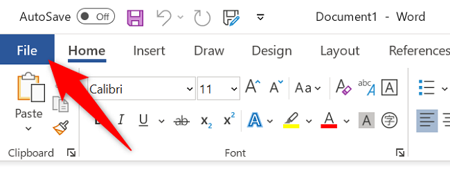Выберите «Файл» в левом верхнем углу.