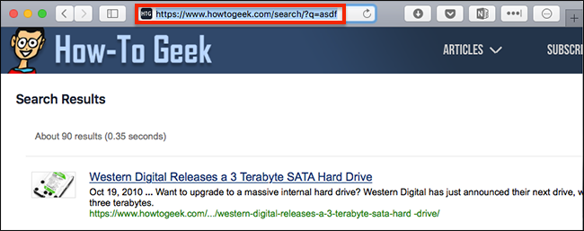 Изображение: пример URL поискового запроса на сайте, где видно параметр с запросом