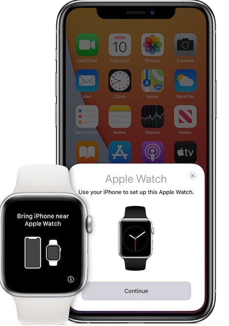 Экран настройки сопряжения iPhone и Apple Watch