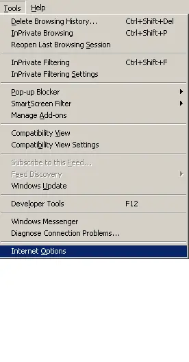 Proceso de eliminación de historial y cookies en Internet Explorer