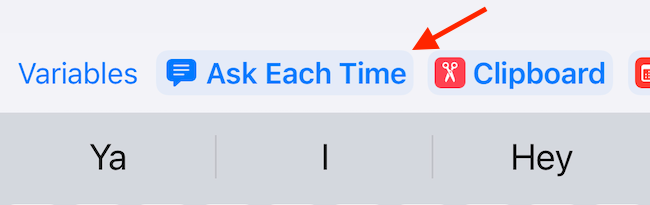 Используйте «Ask Each Time» для ввода текста при каждом запуске.