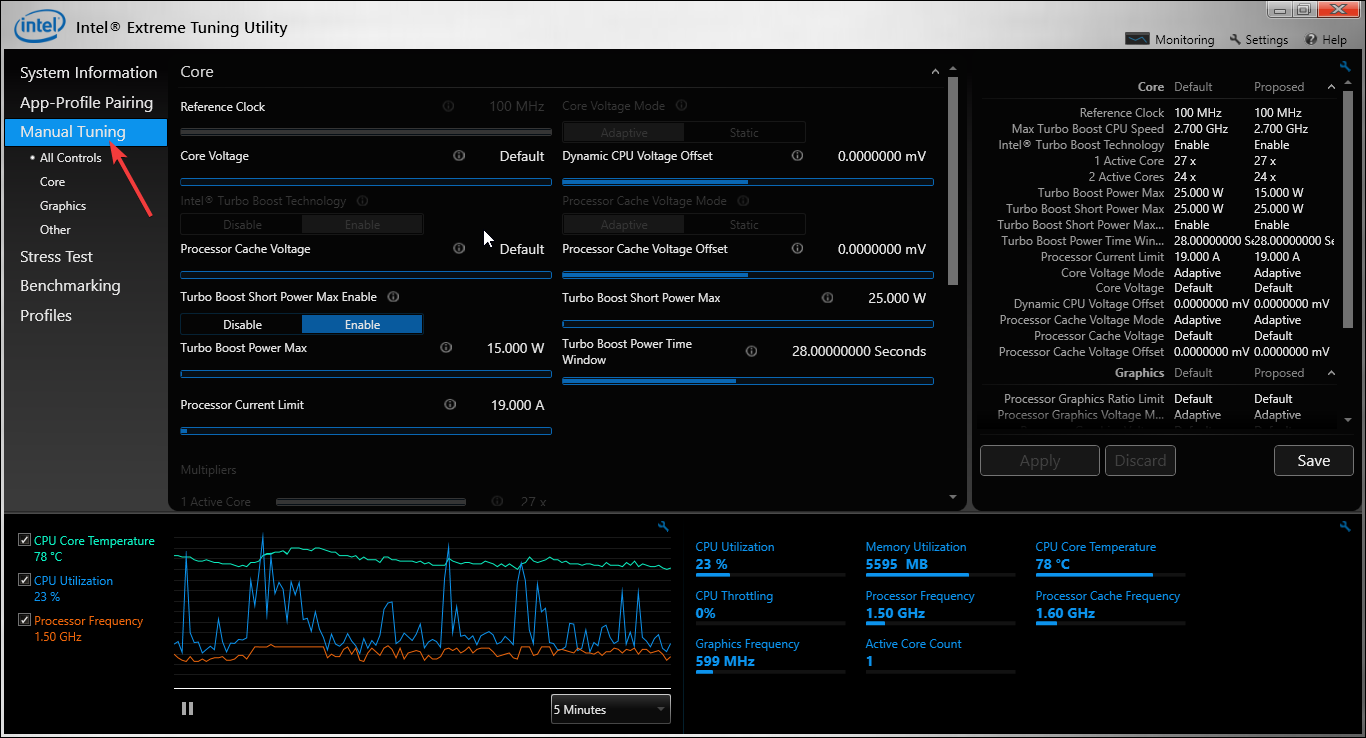 intel extreme tuning utility - Manual Tuning