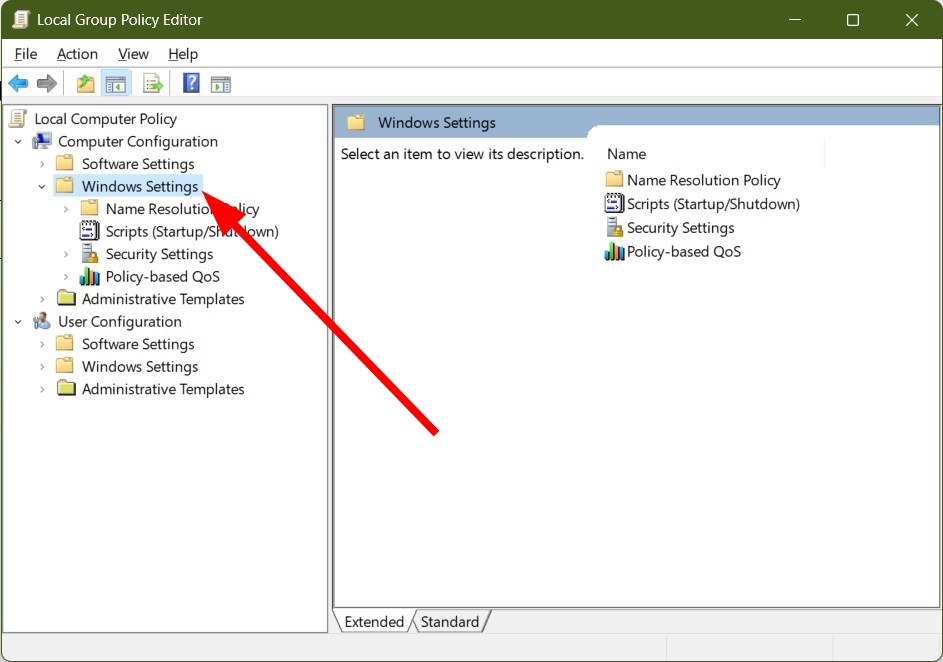 Параметры Windows в редакторе политик