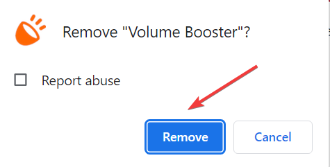 Подтверждение удаления расширения в Chrome