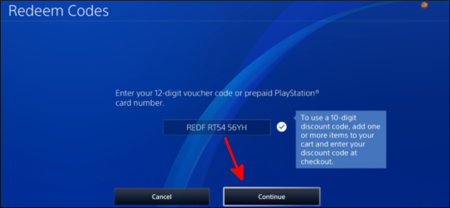 Форма ввода 12-значного кода на PlayStation