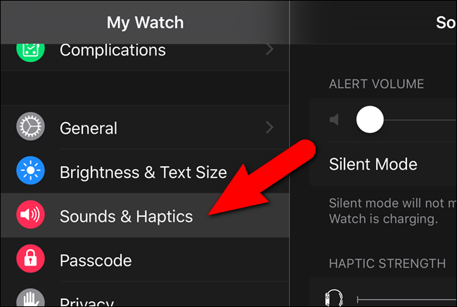 Настройки Звуки и тактильные в приложении Watch на iPhone