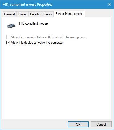 Разрешить устройству пробуждать компьютер