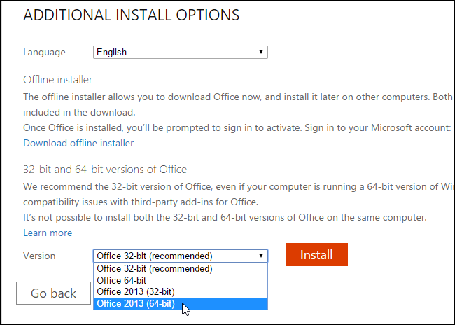 Выбор версии Office 2013 32 или 64 бит