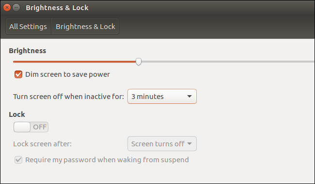 Интерфейс яркости и блокировки в настройках системы