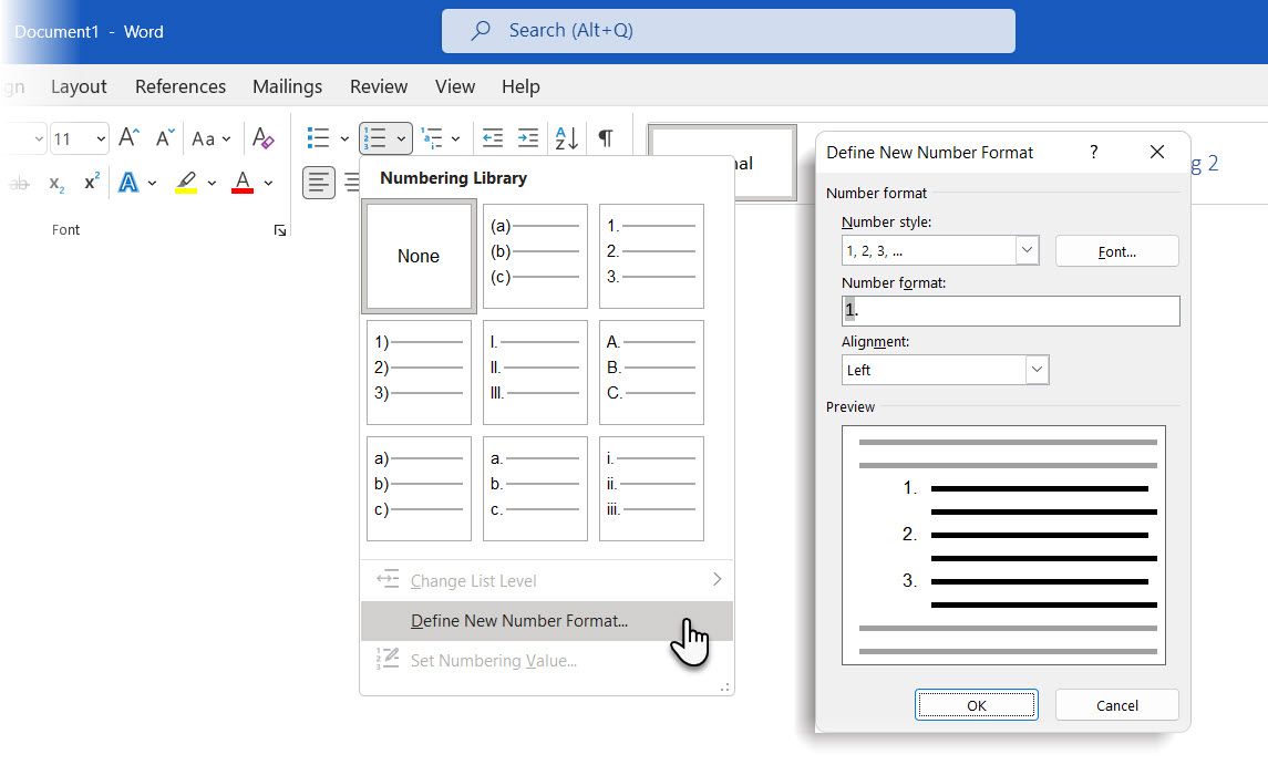 Определить формат номера в Word