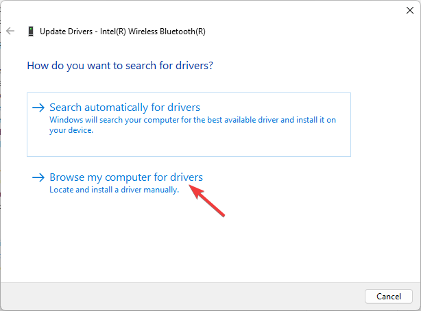 Выбор папки с драйвером для установки