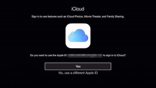 Запрос пароля iCloud на Apple TV