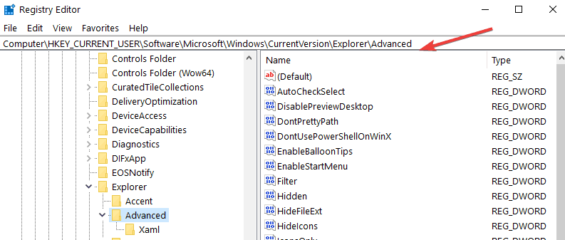 Редактор реестра: ключ EnableXamlStartMenu для изменения размера меню «Пуск»