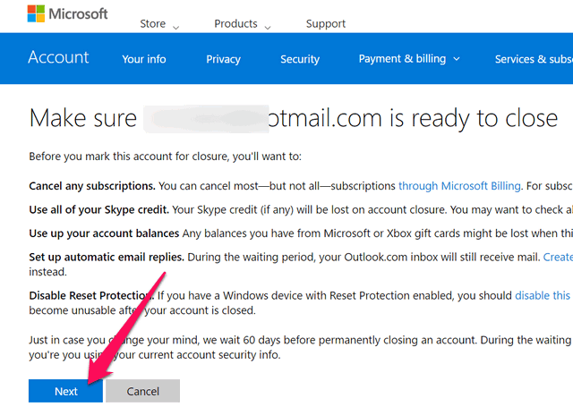 Подтверждение и инструкции перед закрытием