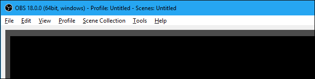 Окно OBS Studio с пустым предпросмотром и панелями