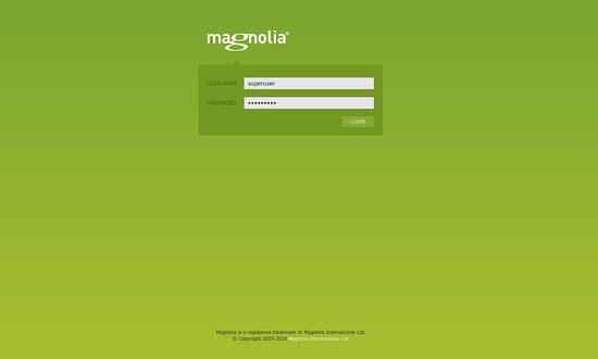 Экран входа в Magnolia